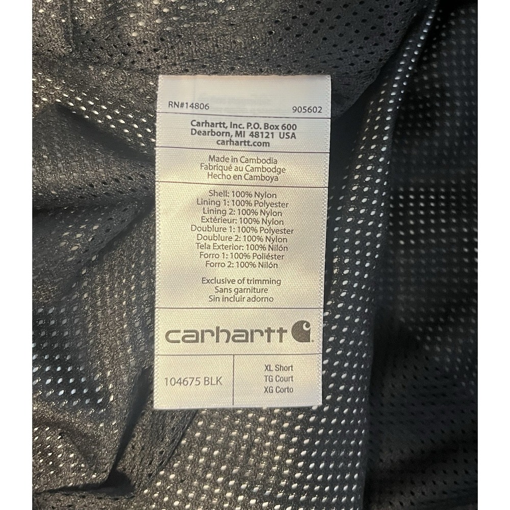 NWT CARHARTT Sz XL Short Storm Defender Loose Waterproof Heavyweight Pants Black - Picture 11 of 15